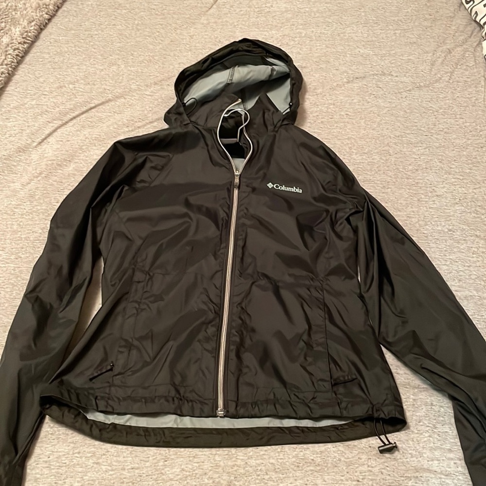 Women’s Black Columbia Rain Jacket with Retractable Hood